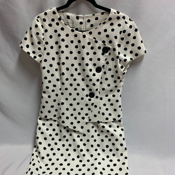 Evan Picone Black & White Polka Dot Dress - Picture 4 of 7